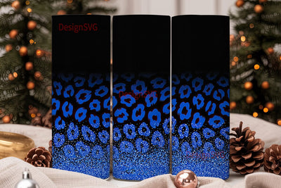 Blue Leopard Glitter 20oz Tumbler Wrap Sublimation DesignSVG 