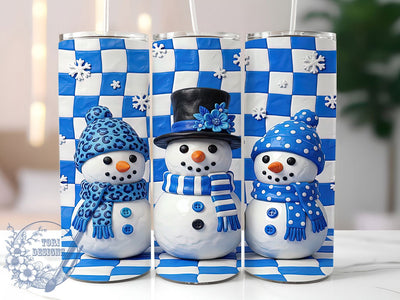 Blue Leopard Snowmen 20oz Tumbler, Blue Leopard Snowmen, Blue Snowmen Tumbler, Leopard Snowmen, Snowmen Tumbler, Blue Leopard PNG, Leopard Snowmen PNG, 20oz Tumbler Wrap Sublimation ToriDesigns 