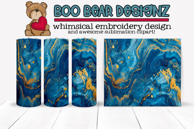 Blue Marble and gold sublimation tumbler SVG Boo Bear Designz 