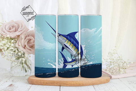 Blue Marlin 20oz Tumbler Wrap Sublimation sassyprint 