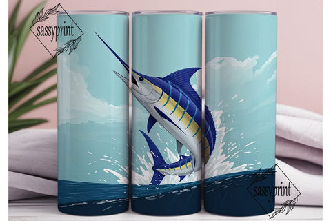Blue Marlin 20oz Tumbler Wrap Sublimation sassyprint 