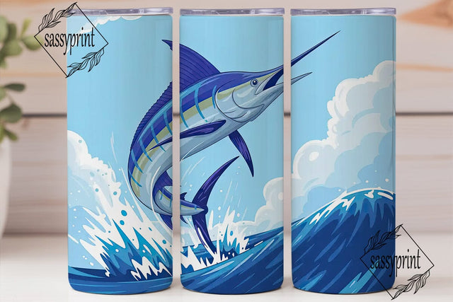 Blue Marlin 20oz Tumbler Wrap Sublimation sassyprint 