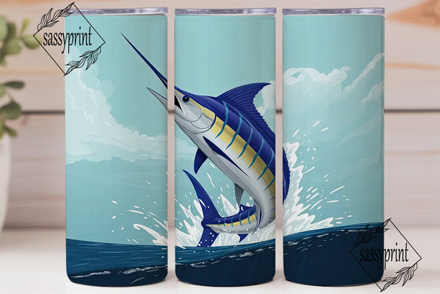Blue Marlin 20oz Tumbler Wrap Sublimation sassyprint 