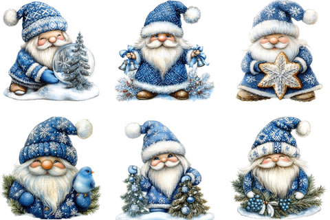 Blue Nordic Christmas Gnome Clipart Sublimation SVGArt 