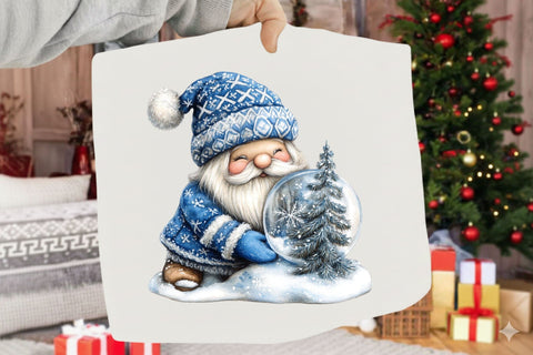 Blue Nordic Christmas Gnome Clipart Sublimation SVGArt 