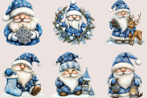 Blue Nordic Christmas Gnome Clipart Sublimation SVGArt 