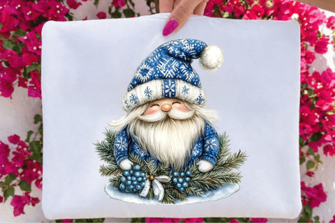 Blue Nordic Christmas Gnome Clipart Sublimation SVGArt 