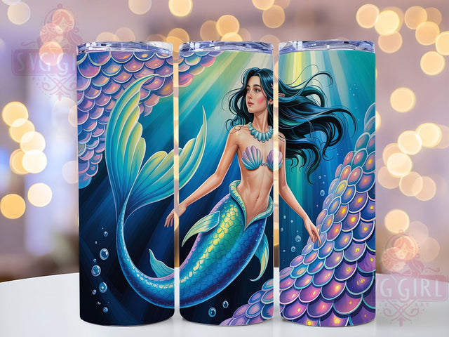 Blue Ocean Fantasy Mermaid Tumbler, Mermaid Tumbler Wrap, 20oz Sublimation, Ocean Mermaid Cup, Pretty Mermaid Design, Fantasy Drinkware, Sea Lover Gift Sublimation SvggirlplusArt 