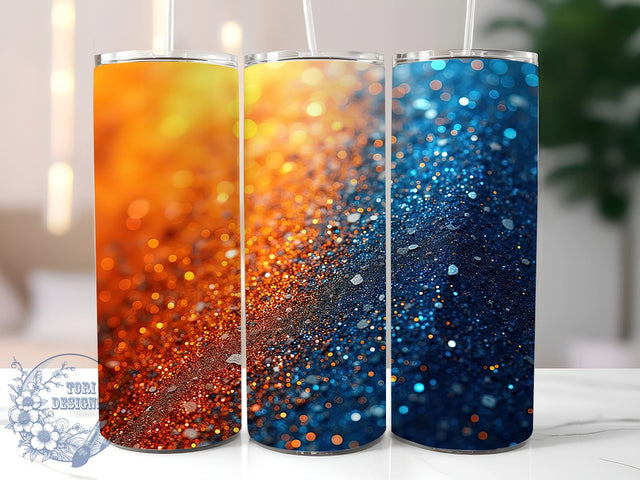 Blue Orange Tumbler Wrap, Chunky Glitter Design, Ombre Tumbler, 20oz Sublimation, Glitter Ombre Tumbler, Sparkly Drinkware, Colorful Tumbler Wrap Sublimation ToriDesigns 