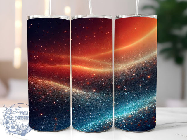 Blue Orange Tumbler Wrap, Chunky Glitter Design, Ombre Tumbler, 20oz Sublimation, Glitter Ombre Tumbler, Sparkly Drinkware, Colorful Tumbler Wrap Sublimation ToriDesigns 