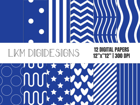 Blue Patterns Digital Paper Pack Digital Pattern LKM DigiDesigns 