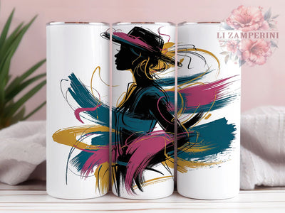 Blue Pink Abstract Women Tumbler Wrap, Women Tumbler Wrap, Blue Pink Tumbler, 20oz Skinny Tumbler, Sublimation Tumbler PNG, Feminine Tumbler Art, Digital Tumbler Wrap Sublimation Li Zamperini 