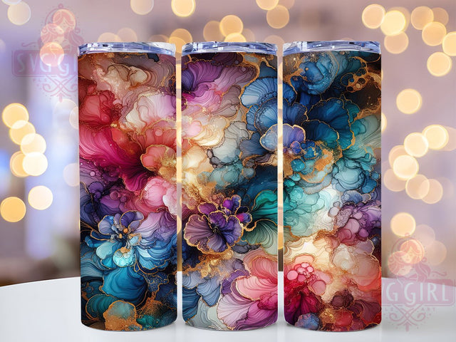 Blue Pink Alcohol Ink Tumbler Wrap, Blue Pink White Design, 20oz Sublimation Template, Skinny Tumbler Wrap, Digital Download, Abstract Ink Art, Sublimation Design Sublimation SvggirlplusArt 
