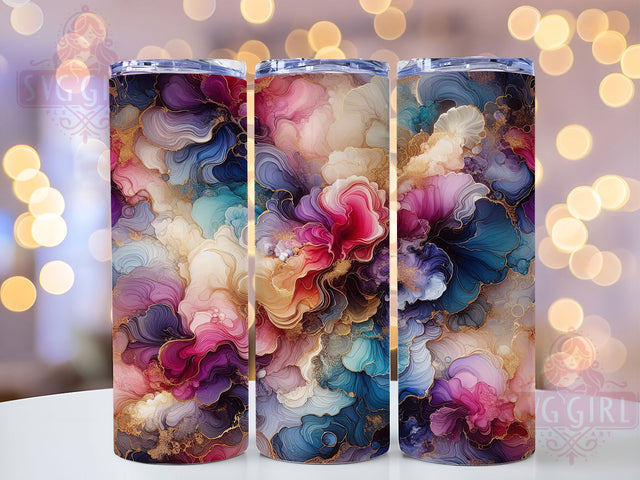 Blue Pink Alcohol Ink Tumbler Wrap, Blue Pink White Design, 20oz Sublimation Template, Skinny Tumbler Wrap, Digital Download, Abstract Ink Art, Sublimation Design Sublimation SvggirlplusArt 