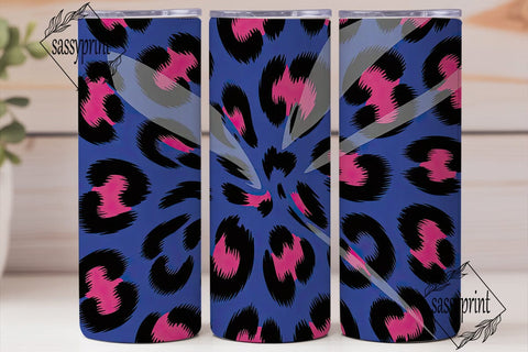 Blue & Pink Leopard 20oz Tumbler Wrap Sublimation sassyprint 