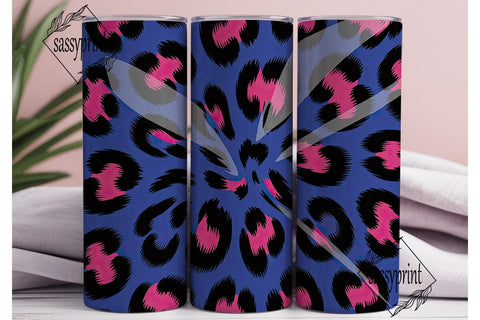 Blue & Pink Leopard 20oz Tumbler Wrap Sublimation sassyprint 