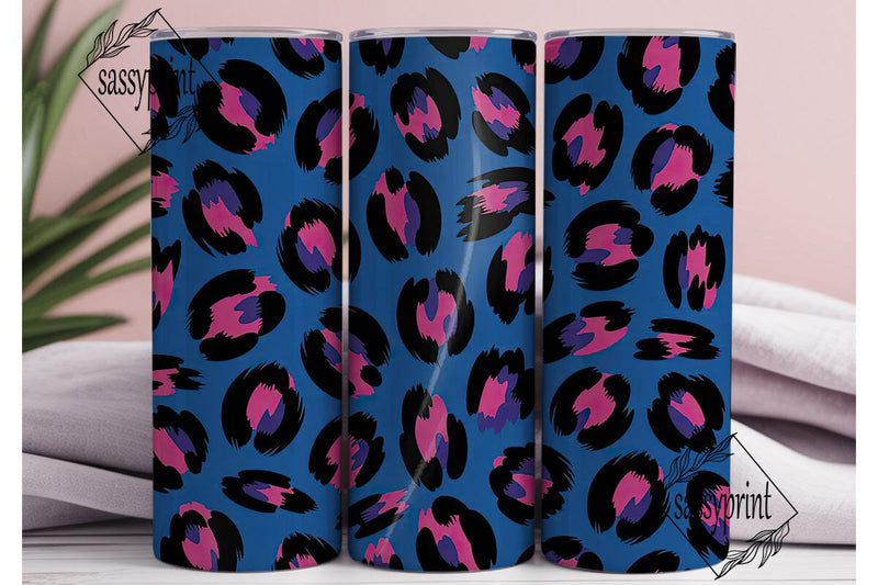 Blue & Pink Leopard 20oz Tumbler Wrap Sublimation sassyprint 