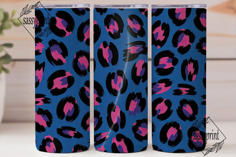 Blue & Pink Leopard 20oz Tumbler Wrap Sublimation sassyprint 
