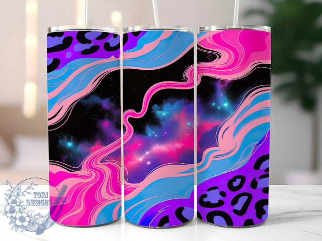 Blue Pink Neon Leopard Tumbler, Neon Cheetah Pattern, Vibrant Leopard Design, 20Oz Sublimation Wrap, Colorful Animal Print, Neon Cheetah Texture, Tumbler Sublimation Sublimation ToriDesigns 