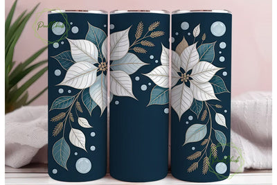 Blue Poinsettia 20oz Tumbler Wrap Sublimation PixelChick 