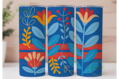 Blue & Red Floral 20oz Tumbler Wrap Sublimation PixelChick 