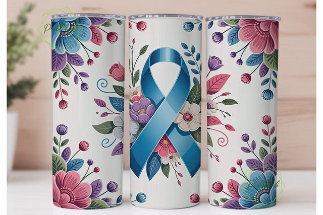 Blue Ribbon Floral 20oz Tumbler Wrap Sublimation PixelChick 