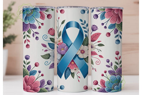 Blue Ribbon Floral 20oz Tumbler Wrap Sublimation PixelChick 