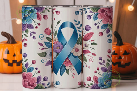 Blue Ribbon Floral 20oz Tumbler Wrap Sublimation PixelChick 