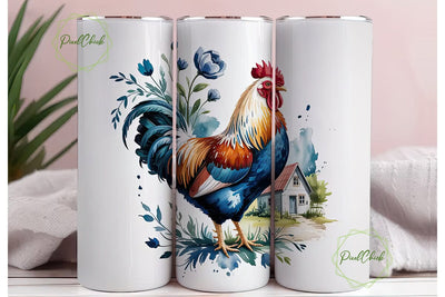 Blue Rooster Farmhouse 20oz Tumbler Wrap Sublimation PixelChick 