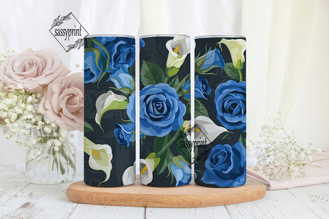 Blue Rose & Calla Lily 20oz Tumbler Wrap Sublimation sassyprint 