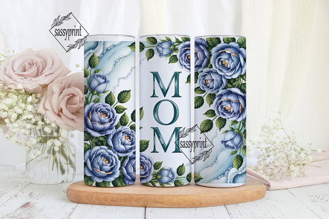 Blue Rose Mom 20oz Tumbler Wrap Sublimation sassyprint 