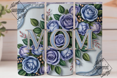 Blue Rose Mom 20oz Tumbler Wrap Sublimation sassyprint 