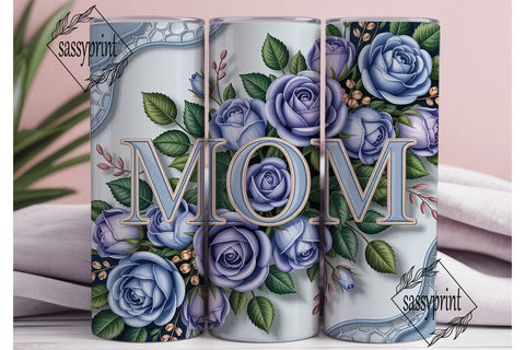 Blue Rose Mom 20oz Tumbler Wrap Sublimation sassyprint 