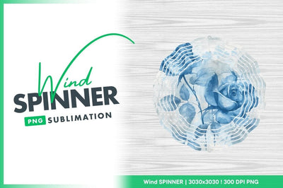Blue rose wind spinner round sublimation design Sublimation Regulrcrative 