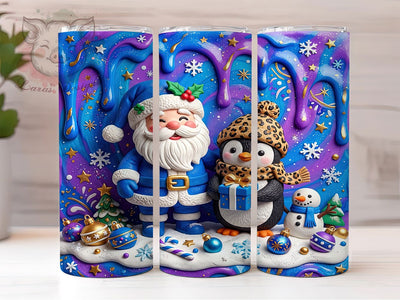 Blue Santa Penguin 20oz Tumbler, Blue Penguin PNG, Santa Penguin Sub, Blue Xmas Tumbler, Cute Penguin Wrap, Festive Blue Penguin, Winter Penguin Cup, Blue Holiday Sublimation Lara' s Designs 