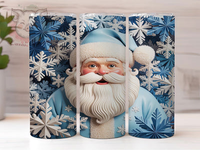 Blue Santa Snowflake Christmas Tumbler, Winter Snowflake Sublimation Design, Festive Holiday Cup Art, 20oz Xmas Tumbler, Whimsical Santa Mug, Stylish Christmas Cup, Cozy Winter Wrap Sublimation Lara' s Designs 