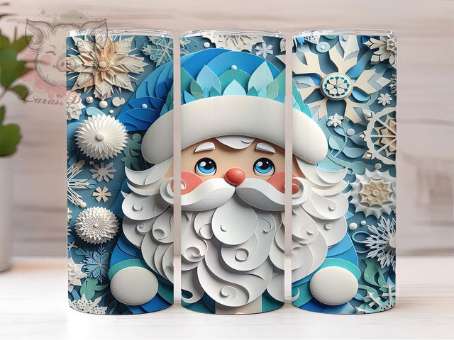 Blue Santa Snowflake Christmas Tumbler, Winter Snowflake Sublimation Design, Festive Holiday Cup Art, 20oz Xmas Tumbler, Whimsical Santa Mug, Stylish Christmas Cup, Cozy Winter Wrap Sublimation Lara' s Designs 