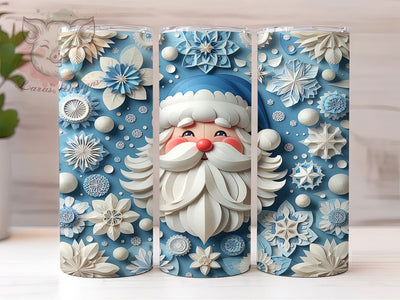 Blue Santa Snowflake Christmas Tumbler, Winter Snowflake Sublimation Design, Festive Holiday Cup Art, 20oz Xmas Tumbler, Whimsical Santa Mug, Stylish Christmas Cup, Cozy Winter Wrap Sublimation Lara' s Designs 