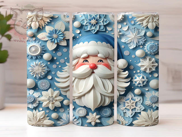 Blue Santa Snowflake Christmas Tumbler, Winter Snowflake Sublimation Design, Festive Holiday Cup Art, 20oz Xmas Tumbler, Whimsical Santa Mug, Stylish Christmas Cup, Cozy Winter Wrap Sublimation Lara' s Designs 