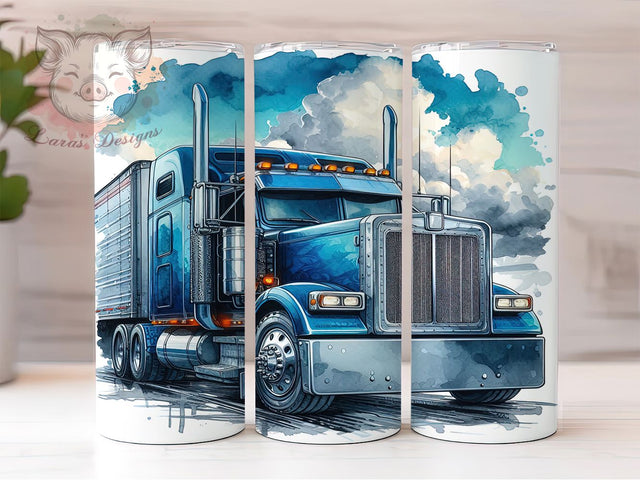 Blue Semi Truck Big Rig Tumbler, Big Rig Design, Blue Truck Tumbler, Truck Driver Gift, Heavy Duty Truck, Commercial Vehicle Tumbler, Automotive Drinkware Sublimation Lara' s Designs 