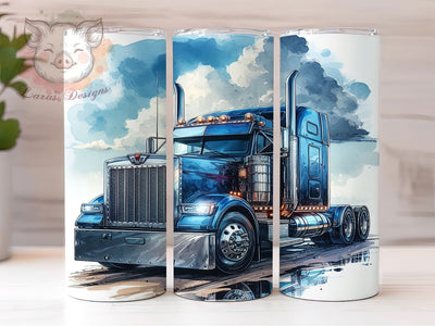 Blue Semi Truck Big Rig Tumbler, Big Rig Design, Blue Truck Tumbler, Truck Driver Gift, Heavy Duty Truck, Commercial Vehicle Tumbler, Automotive Drinkware Sublimation Lara' s Designs 