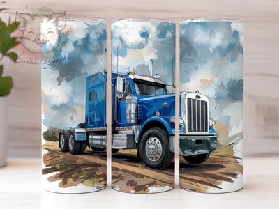 Blue Semi Truck Big Rig Tumbler, Big Rig Design, Blue Truck Tumbler, Truck Driver Gift, Heavy Duty Truck, Commercial Vehicle Tumbler, Automotive Drinkware Sublimation Lara' s Designs 