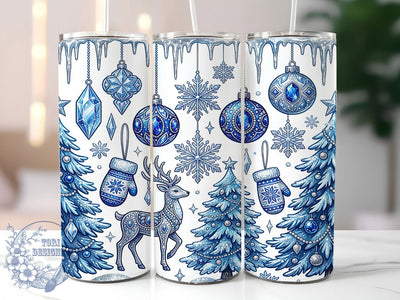 Blue Silver Christmas 20oz Tumbler, Blue Silver Xmas, Silver Christmas, Blue Christmas, Christmas Tumbler, Blue Silver PNG, 20oz Tumbler Wrap, Holiday Tumbler PNG Sublimation ToriDesigns 