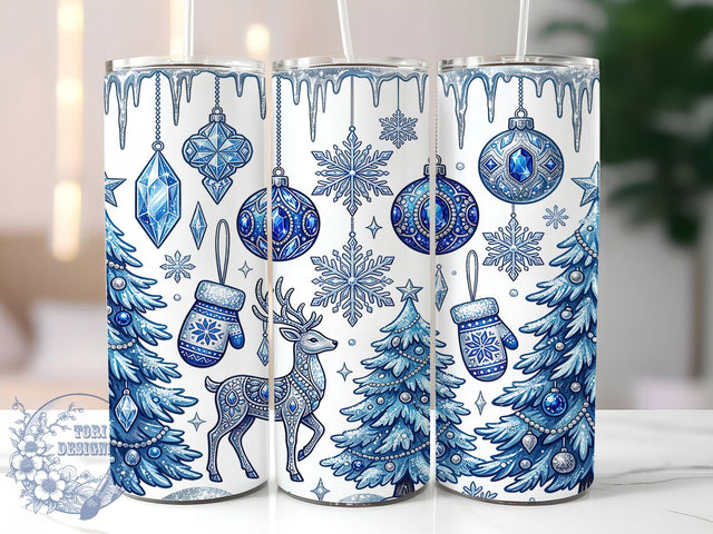 Blue Silver Christmas 20oz Tumbler, Blue Silver Xmas, Silver Christmas, Blue Christmas, Christmas Tumbler, Blue Silver PNG, 20oz Tumbler Wrap, Holiday Tumbler PNG Sublimation ToriDesigns 