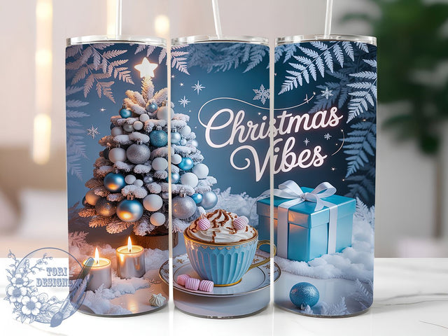 Blue & Silver Christmas Wonderland Tumbler, Winter Wonderland Sublimation Design, Festive Holiday Cup Art, 20oz Xmas Tumbler, Whimsical Winter Mug, Stylish Christmas Cup, Cozy Holiday Wrap Sublimation ToriDesigns 