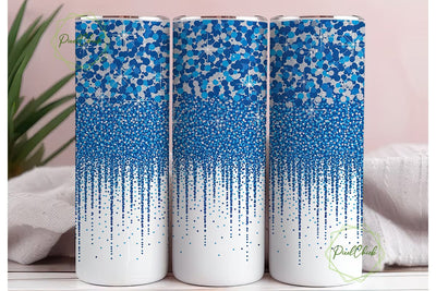 Blue Silver Glitter Fall Tumbler Wrap Sublimation PixelChick 