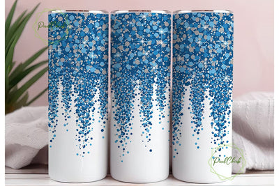 Blue Silver Glitter Fall Tumbler Wrap Sublimation PixelChick 