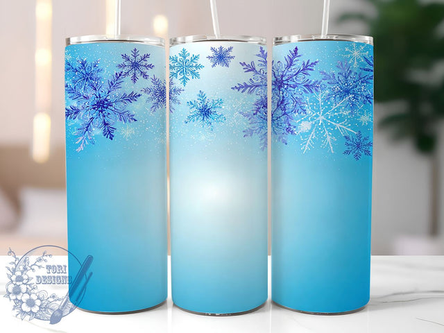 Blue Snowflake Christmas Tumbler, Blue Snowflake Tumbler, Christmas Decor, Winter Drinkware, 20oz Wrap, Snowflake Design, Holiday Gifts, Sublimation Art Sublimation ToriDesigns 