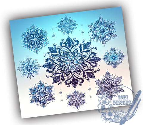 Blue Snowflake Christmas Tumbler, Blue Snowflake Tumbler, Christmas Decor, Winter Drinkware, 20oz Wrap, Snowflake Design, Holiday Gifts, Sublimation Art Sublimation ToriDesigns 