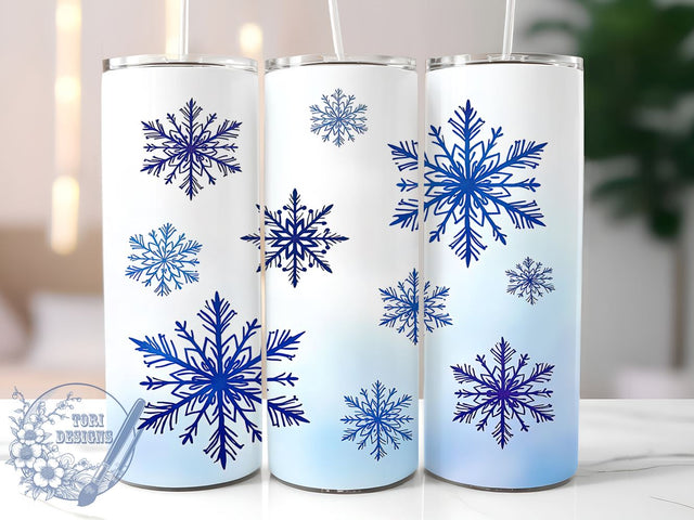Blue Snowflake Christmas Tumbler, Blue Snowflake Tumbler, Christmas Decor, Winter Drinkware, 20oz Wrap, Snowflake Design, Holiday Gifts, Sublimation Art Sublimation ToriDesigns 